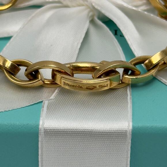 Tiffany & Co. Link Chain Bracelet in 18k Gold 750 Italy Vintage W/Pouch & Box - Picture 3 of 12